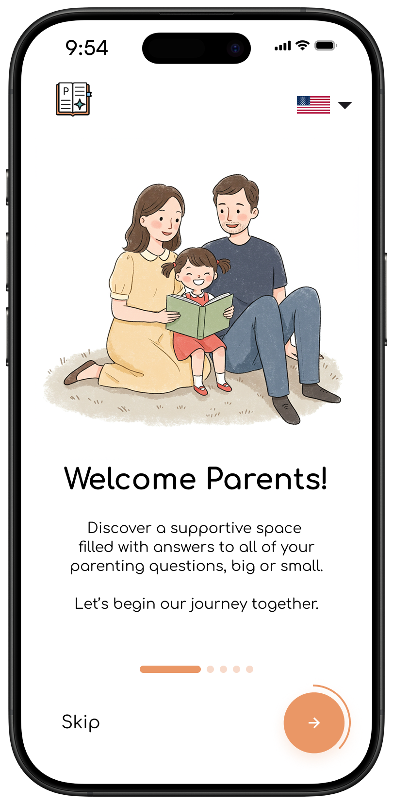 Screenshot of the Parents Guide AI app on a smartphone